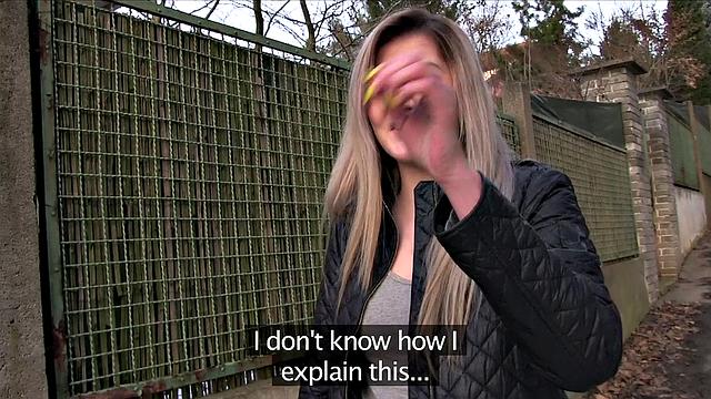 Watch this Russian cutie get paid for her job with a hot outdoor fuck and deepthroat