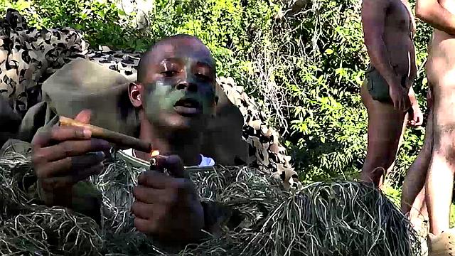 Muscular hairy hunk gets his ass drilled in the great outdoors