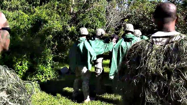 Muscular hairy hunk gets his ass drilled in the great outdoors