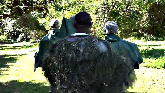 Muscular hairy hunk gets his ass drilled in the great outdoors