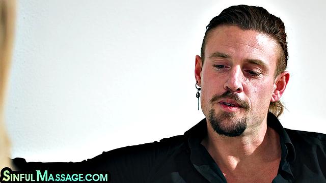 Big horny masseuse cockriding client