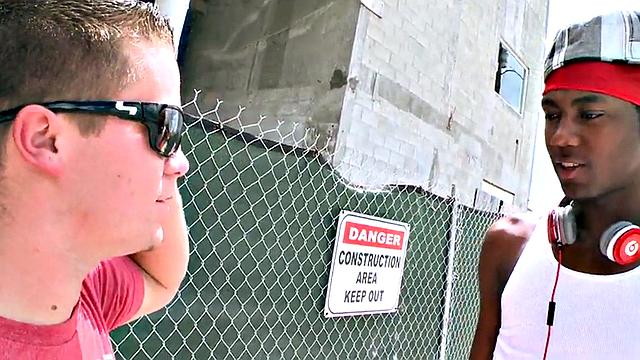 Black dude drilled in asshole outdoors in wetness