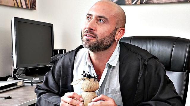 Office boss rimming new employee