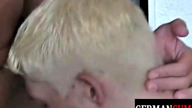Blond German sucking after bareback drilling bottom