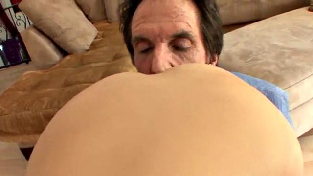 Tasty teen slut fucks gramps cock in doggystyle