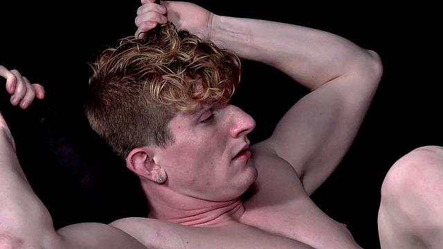 Rimmed jockstrap stud in sling bareback banged