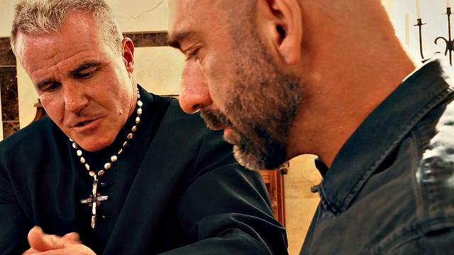 Fisting DILF priest fists gaydaddy till cumshot