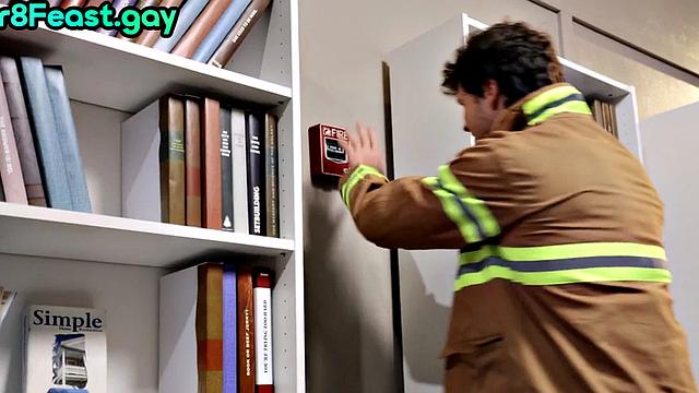 Dreamy firefighter cockridden by student