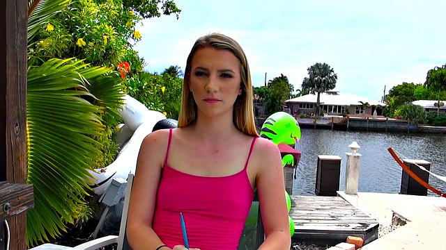 Blonde bombshell takes a wild ride in reverse cowgirl POV with a smile on her face