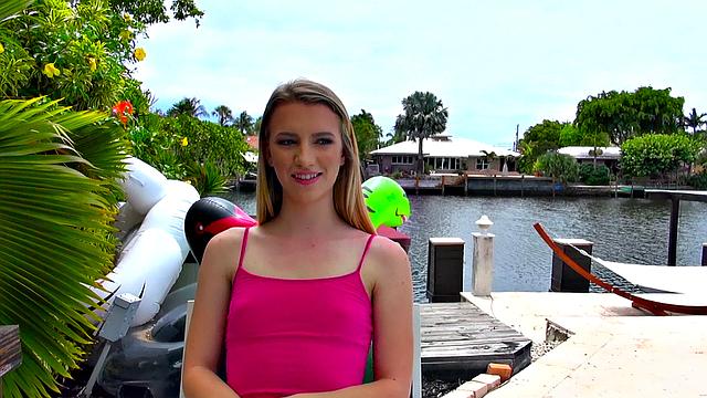 Blonde bombshell takes a wild ride in reverse cowgirl POV with a smile on her face