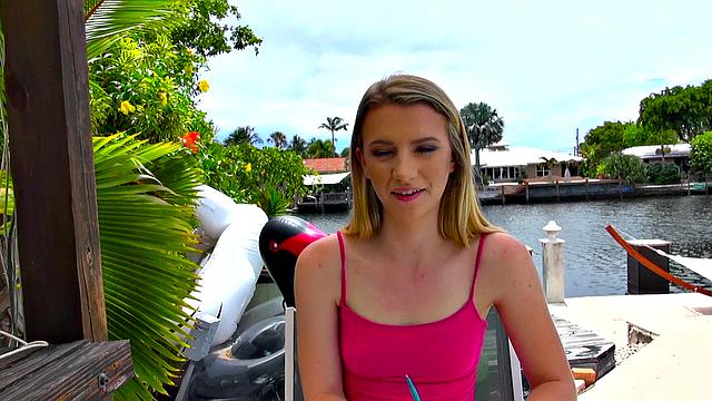 Blonde bombshell takes a wild ride in reverse cowgirl POV with a smile on her face