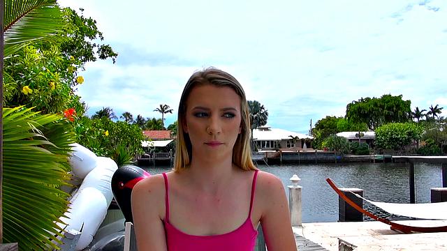 Blonde bombshell takes a wild ride in reverse cowgirl POV with a smile on her face