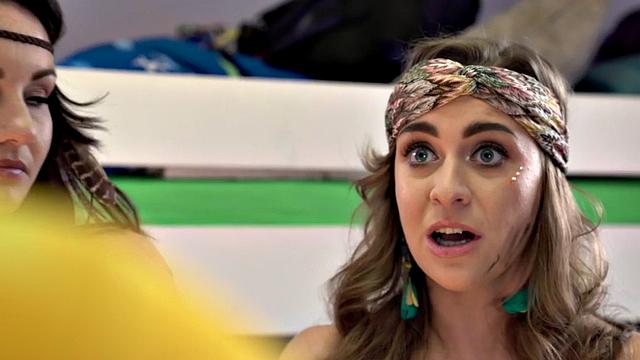 Busty pussylicking babes banged in hostel room