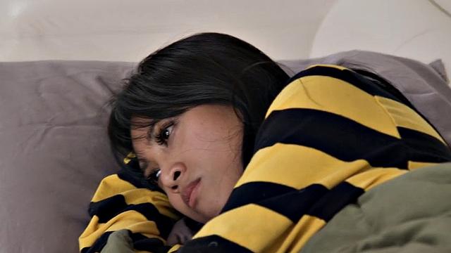 Babe sucks and rides BFs cock in the bed