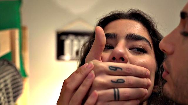 Amateur hostel babes passionately riding cock in 3way