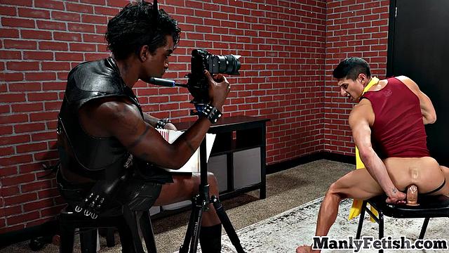 ebony uniformed jock smashing friend