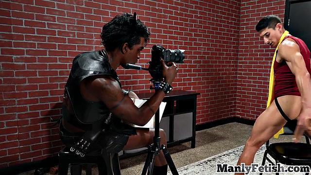 ebony uniformed jock smashing friend