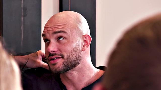 Busty TS babe with tattoo in heels fucked in asshole