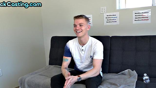 Casting naive amateur tugging his shaft