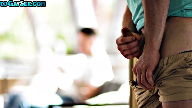 Athletic jock enjoys bareback sex with inked BF