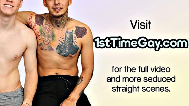 Hairy straight guy enjoying gay debut