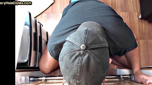 Seduced gloryhole guy fucked in asshole after blowing dick