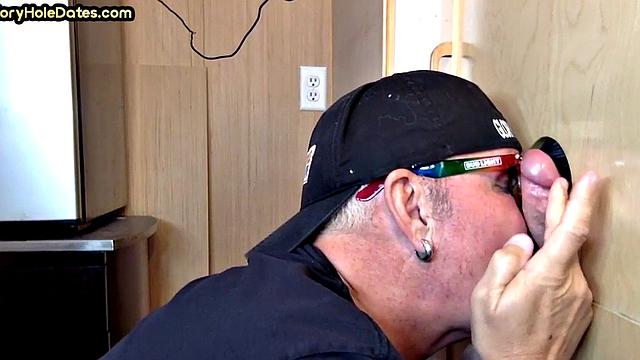 Seduced gloryhole guy fucked in asshole after blowing dick