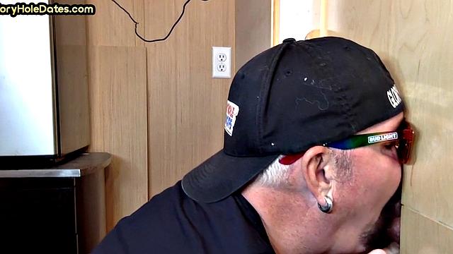 Seduced gloryhole guy fucked in asshole after blowing dick