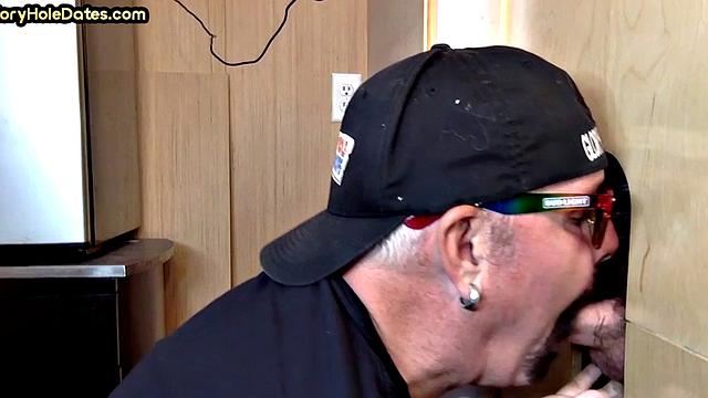 Seduced gloryhole guy fucked in asshole after blowing dick