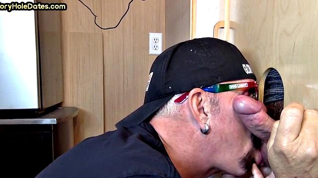 Seduced gloryhole guy fucked in asshole after blowing dick
