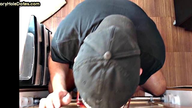 Seduced gloryhole guy fucked in asshole after blowing dick