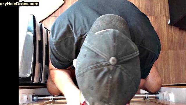 Seduced gloryhole guy fucked in asshole after blowing dick