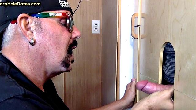 Seduced gloryhole guy fucked in asshole after blowing dick