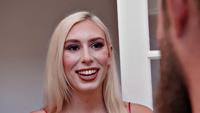 Blonde Sorority neighbor, Kay Lovely, fucks neighbor in wife's lingerie