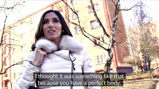 French Lingerie Model fucks for cash in the great outdoors with a big ass and tattoos