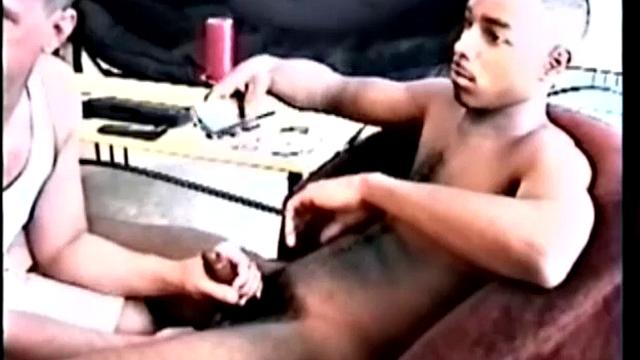 Mondo gets naked and Vinnie takes his huge cock down his throat. Mondo grabs Vinnie's head and starts face fucking him, hitting the back of his throat.