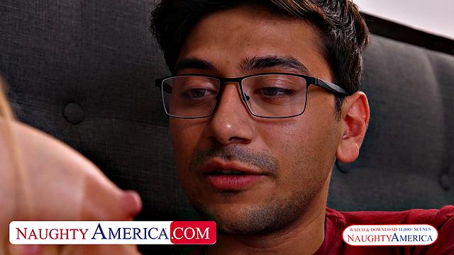 Busty MILF Lory Lace shows son's friend how to fuck a woman