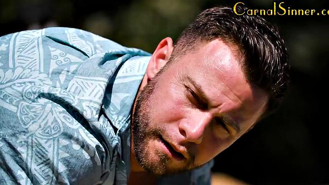 Cocksucking bigtitted MILF rides cock outdoors before BJ