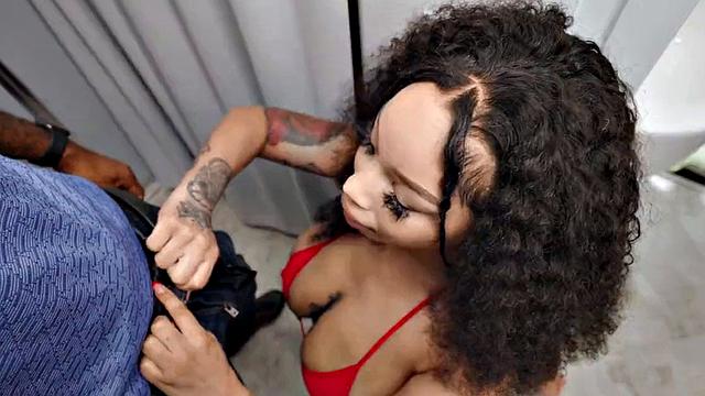 Busty ebony babe fucked by black dick doggystyle