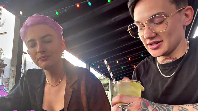 Amateur genderfluid in panties licks GF's at home