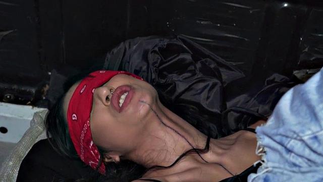 Blindfolded big ass sinning slut rough fucked in wet pussy