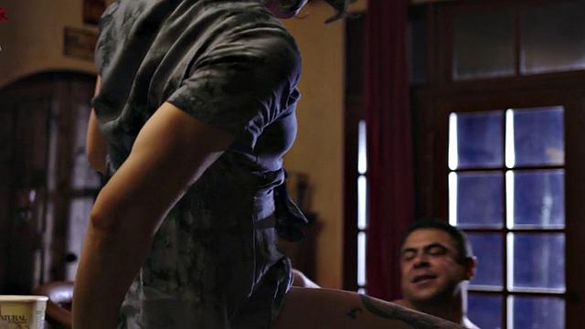 Trans blown and jerked before cockriding boyfriend