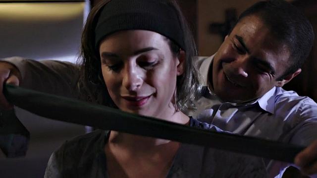 Trans blown and jerked before cockriding boyfriend