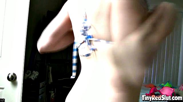 Tiny Red Bikini Changing and Teasing