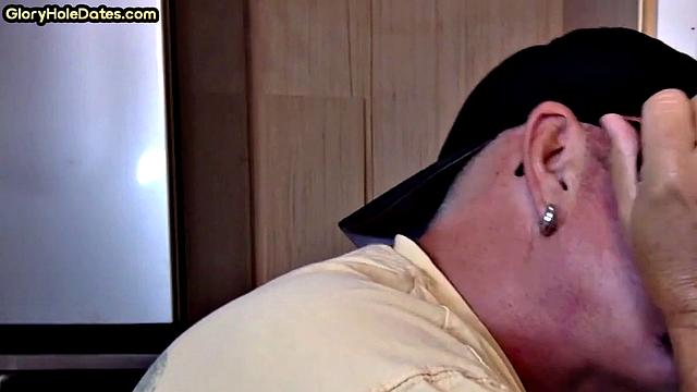 Caught old bearded man suck BBC in gloryhole