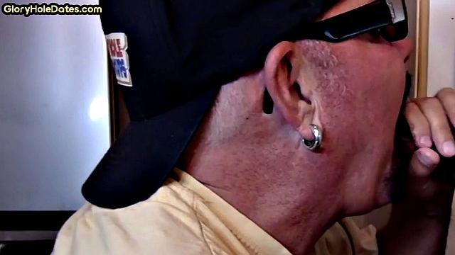 Caught old bearded man suck BBC in gloryhole