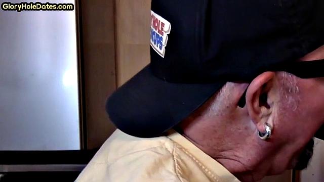 Caught old bearded man suck BBC in gloryhole