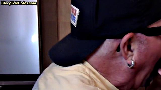 Caught old bearded man suck BBC in gloryhole