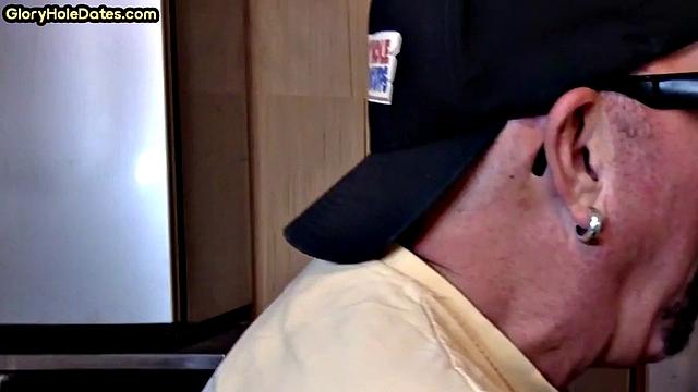 Caught old bearded man suck BBC in gloryhole