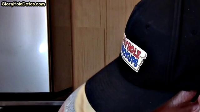 Caught old bearded man suck BBC in gloryhole